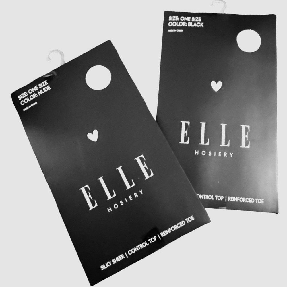 Elle Hosiery Set of Two Black and Nude Colors NEW